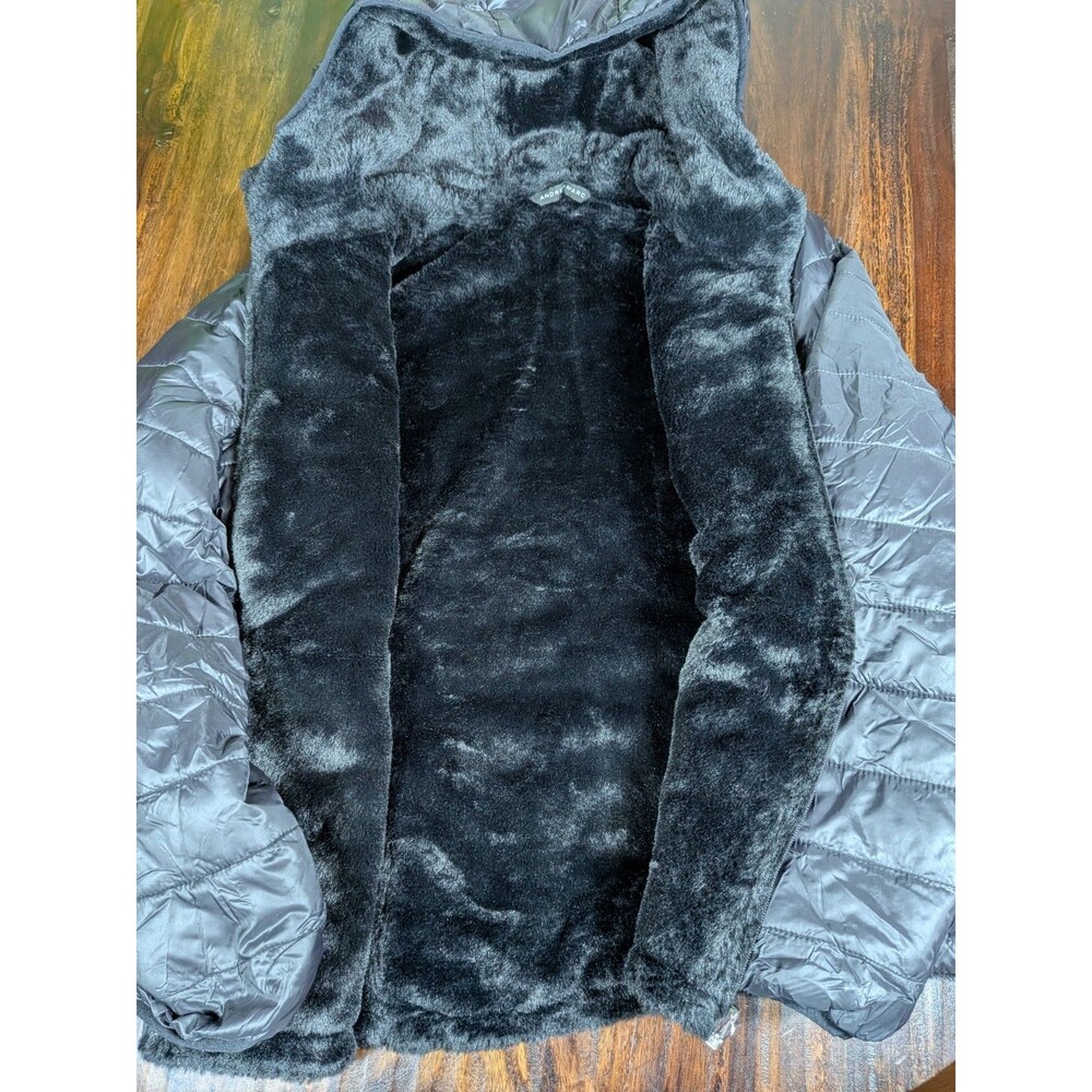 Andrew Marc Black Puffer Jacket Faux Fur Lined Hooded Coat Size L - Picture 3 of 11